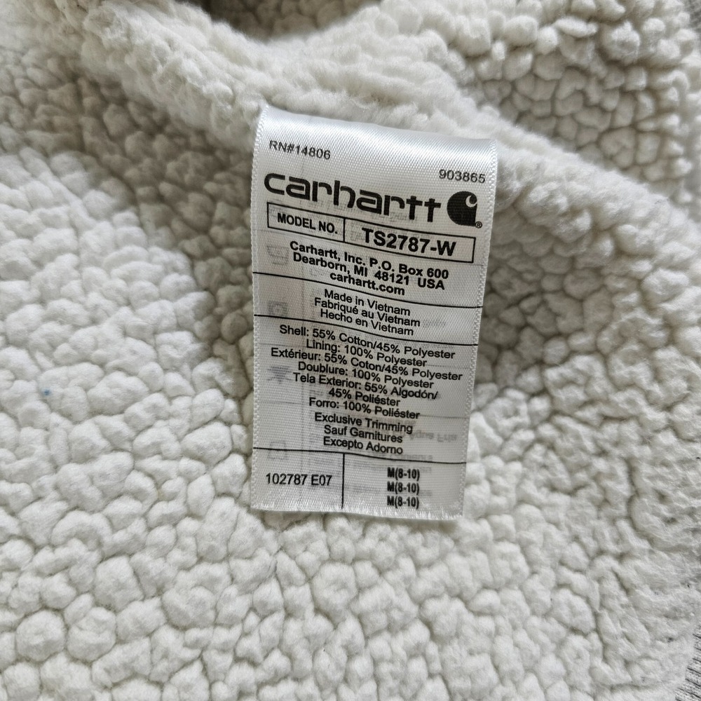 Carhartt Sherpa Fleece Lined Full Zip Hooded Sweatshirt White Youth M 8-10 Flaw - Picture 6 of 9